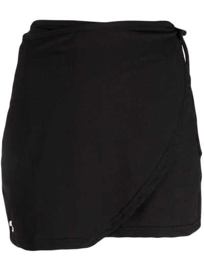 Shop Operasport Wrap-design High-waisted Miniskirt In Black