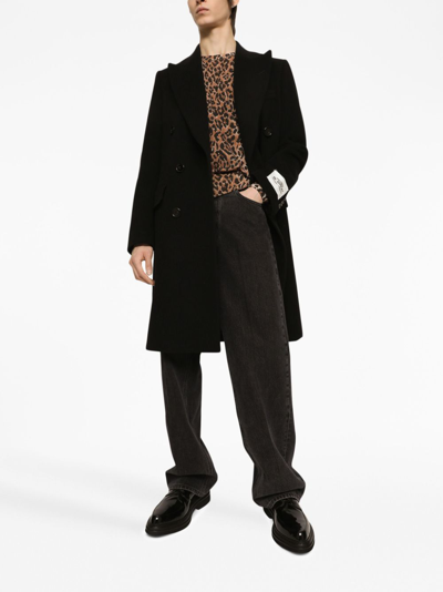 Dolce & Gabbana Double-breasted Long-sleeved Coat In Black