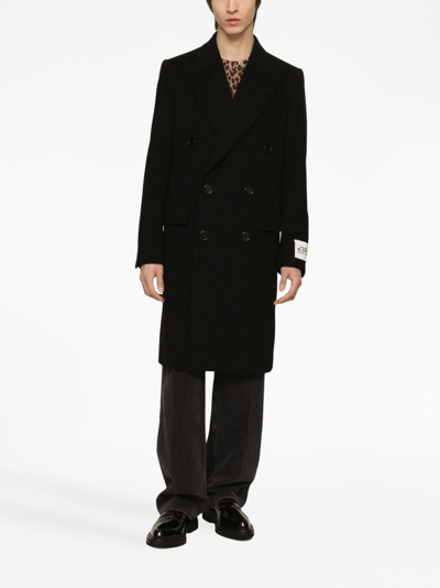 Dolce & Gabbana Double-breasted Long-sleeved Coat In Black