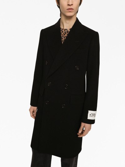 Shop Dolce & Gabbana Double-breasted Wool Coat In Black