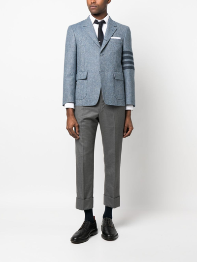 Thom Browne Stripe-detail Single-breasted Blazer In Blue