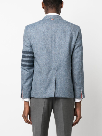 Thom Browne Stripe-detail Single-breasted Blazer In Blue