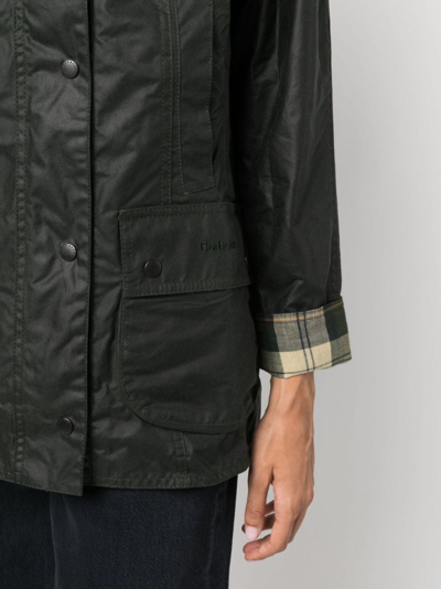 Shop Barbour Checked-lining Cotton Shirt Jacket In Green