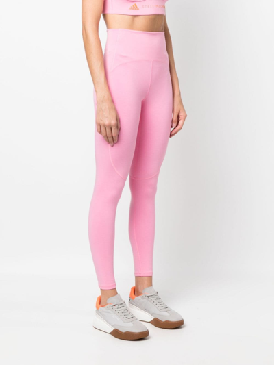 Shop Adidas By Stella Mccartney Logo-print High-waisted Leggings In Pink
