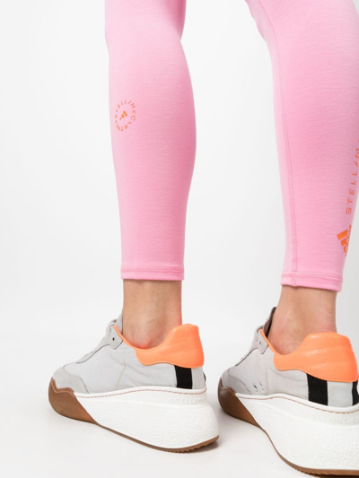 Shop Adidas By Stella Mccartney Logo-print High-waisted Leggings In Pink