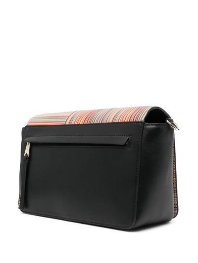 Shop Paul Smith Striped Leather Crossbody Bag In Black