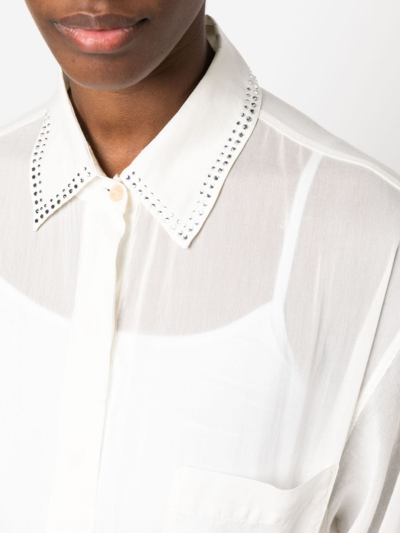 Shop Forte Forte Rhinestone-embellished Button-up Shirt In White