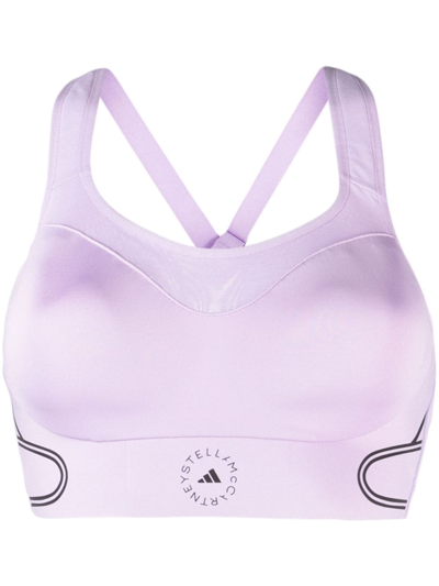 Shop Adidas By Stella Mccartney Truepace Scoop-neck Sports Bra In Purple