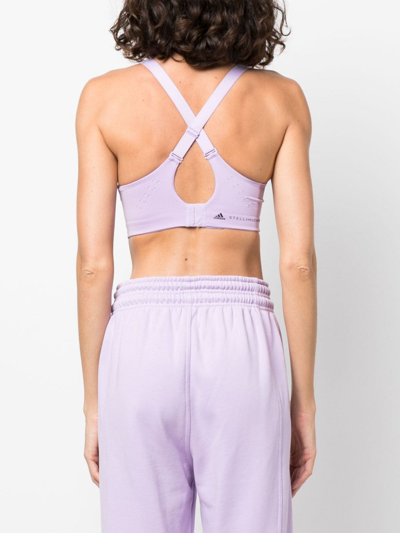 Shop Adidas By Stella Mccartney Truepace Scoop-neck Sports Bra In Purple