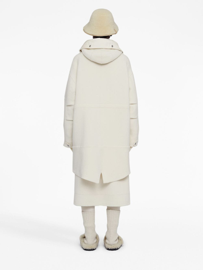 Jil Sander Hooded Virgin Wool Parka In White