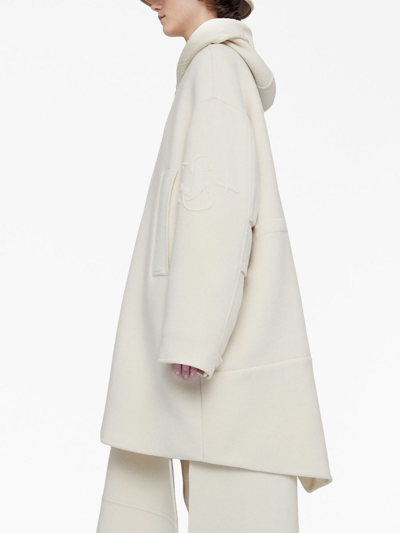 Jil Sander Hooded Virgin Wool Parka In White