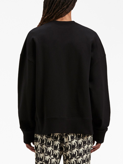 Shop Palm Angels Logo-print Crew-neck Sweatshirt In Black