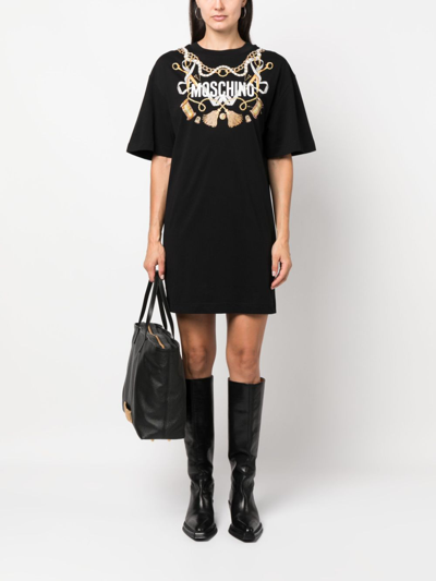 Shop Moschino Sewing-print T-shirt Dress In Black