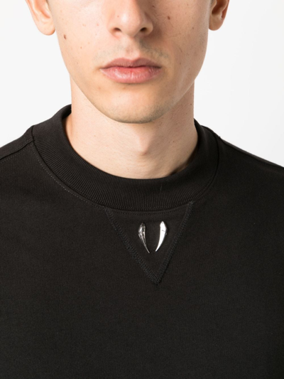 Shop Roberto Cavalli Tiger Tooth-detail Cotton T-shirt In Black