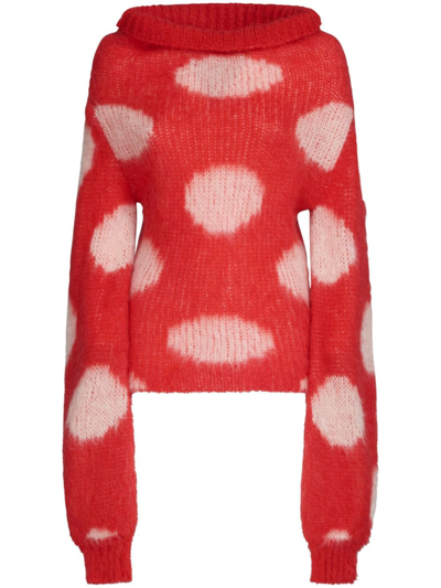 Shop Marni Polka Dot-intarsia Jumper In Red