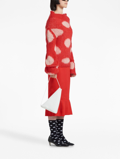 Shop Marni Polka Dot-intarsia Jumper In Red