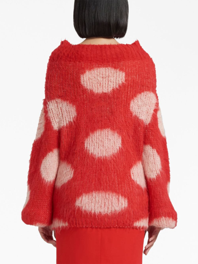 Shop Marni Polka Dot-intarsia Jumper In Red