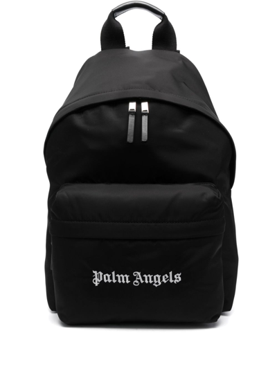 Shop Palm Angels Logo-embroidered Backpack In Black