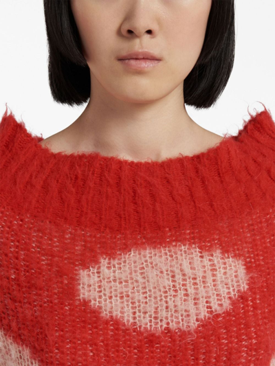 Shop Marni Polka Dot-intarsia Jumper In Red