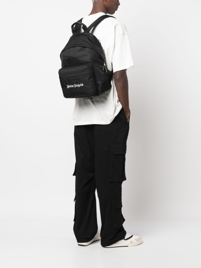Shop Palm Angels Logo-embroidered Backpack In Black