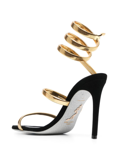 Shop René Caovilla Juniper 110mm Coiled-strap Suede Sandals In Gold
