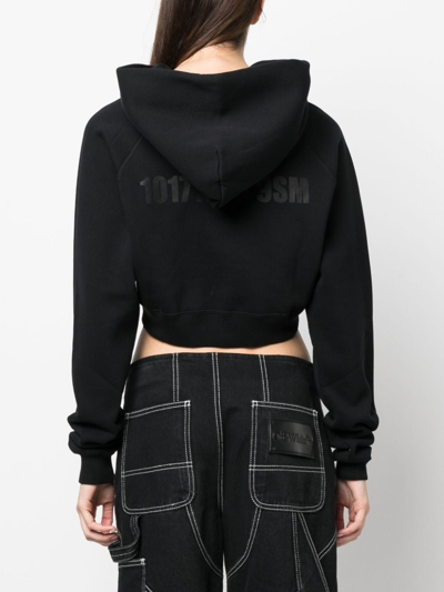 Shop Alyx Logo-print Cotton Blend Cropped Hoodie In Black