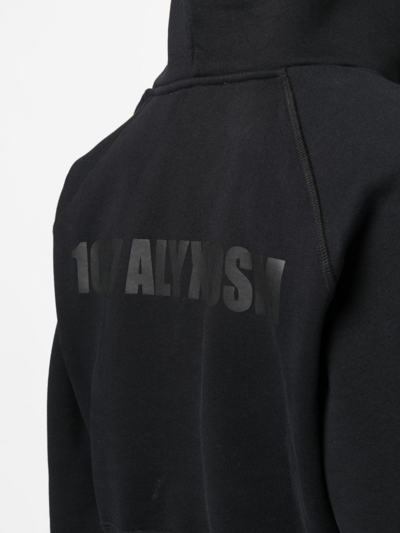 Shop Alyx Logo-print Cotton Blend Cropped Hoodie In Black