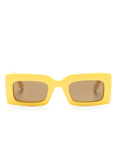Shop Alexander Mcqueen Rectangle-frame Sunglasses In Yellow