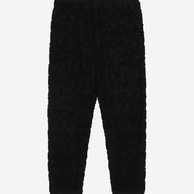 Shop Dolce & Gabbana Terrycloth Jogging Pants With Jacquard Logo In Black