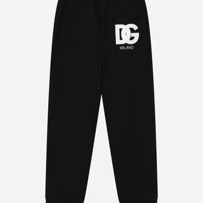 Shop Dolce & Gabbana Cotton Jogging Pants With Logo Band On Side In Black