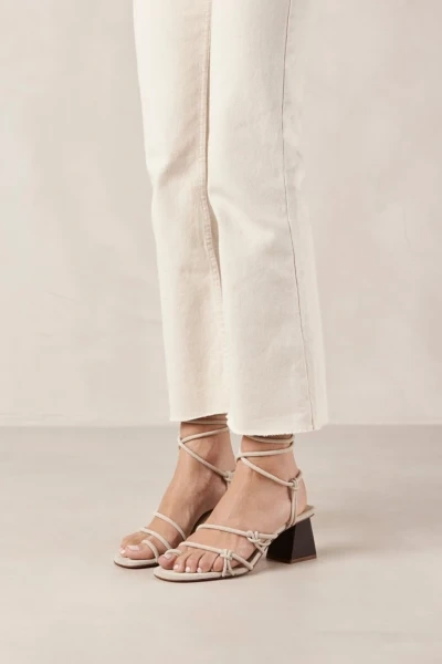 Shop Alohas Goldie Suede Wrap Heel In Cream, Women's At Urban Outfitters