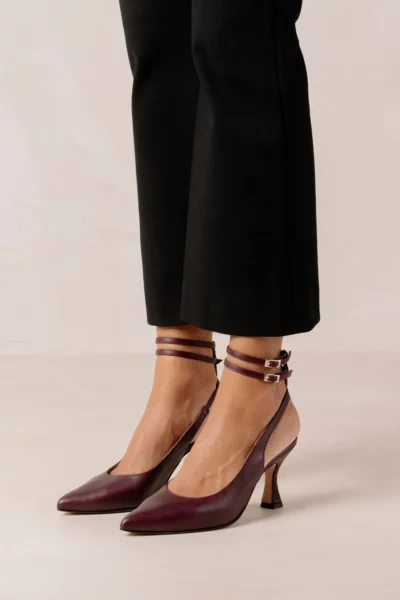 Shop Alohas Louise Leather Heel In Wine Burgundy, Women's At Urban Outfitters