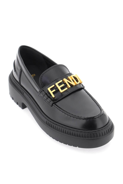 Shop Fendi 'graphy' Mocassins In Black