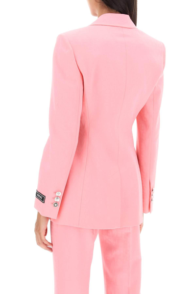 Shop Versace ' Allover' Single-breasted Jacket In Pink