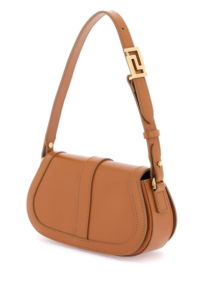 Shop Versace 'greca Goddess' Mini Shoulder Bag In Brown