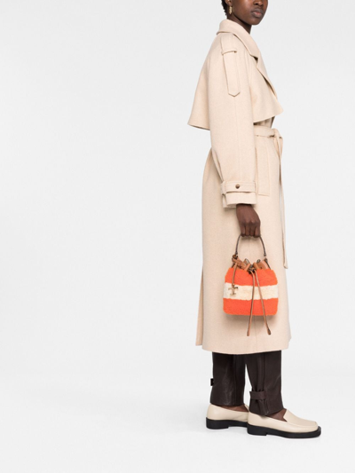 Shop Tod's Colour-block Fleece Bucket Bag In Orange