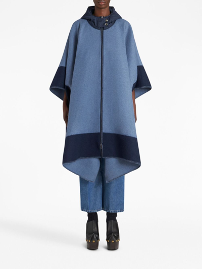 Shop Etro Pegaso-jacquard Fine-knit Cape In Blue