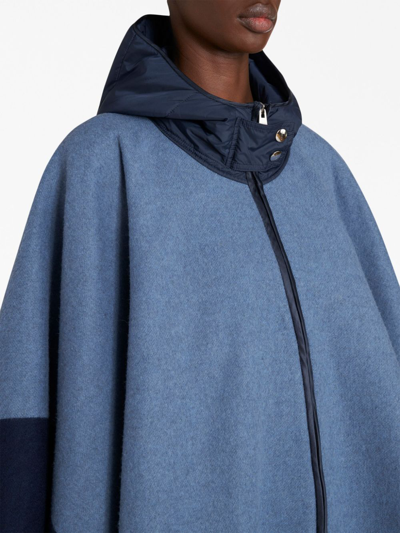 Shop Etro Pegaso-jacquard Fine-knit Cape In Blue