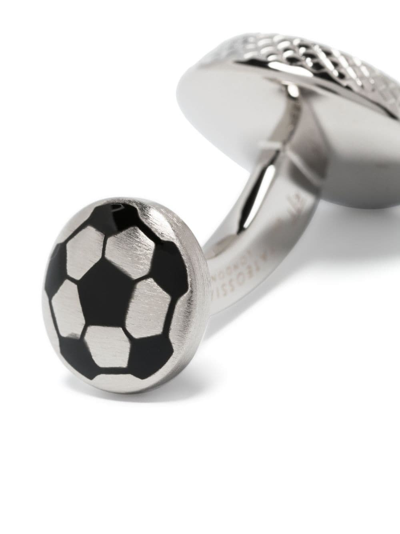 Tateossian Football Round-shape Cufflinks In Black