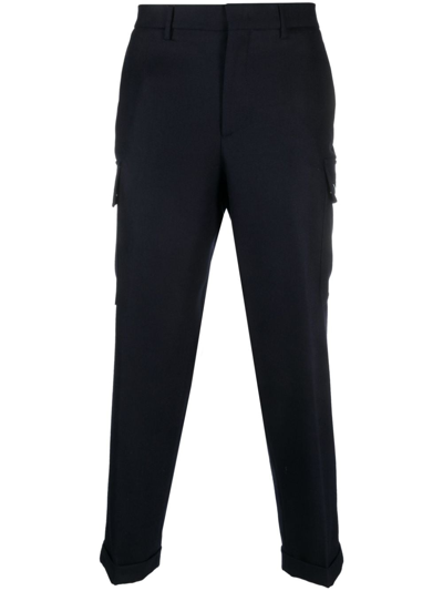 Shop Etro Wool Blend Cropped Trousers In Blue