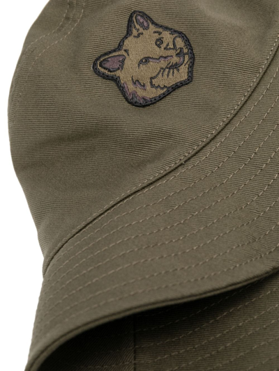 Maison Kitsuné Logo-patch Cotton Bucket Hat In Green