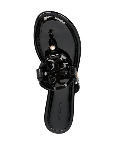 Shop Tory Burch Miller Cut-out Leather Flip-flops In Black