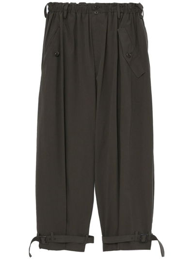 Shop Y's Drop-crotch Flared Trousers In Green