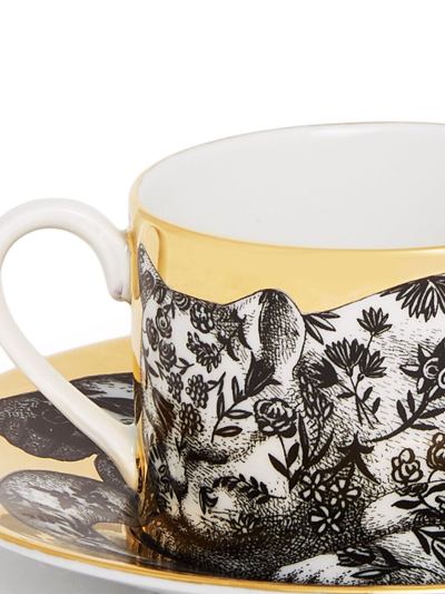 Shop Fornasetti Fidelity Fiorato Cat Tea Cup In Black