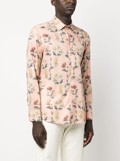 Etro Dahlia-print Cotton Shirt In Pink
