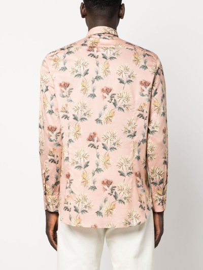 Etro Dahlia-print Cotton Shirt In Pink