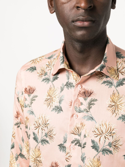 Etro Dahlia-print Cotton Shirt In Pink