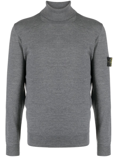 Shop Stone Island Compass-patch Wool Jumper In Grey