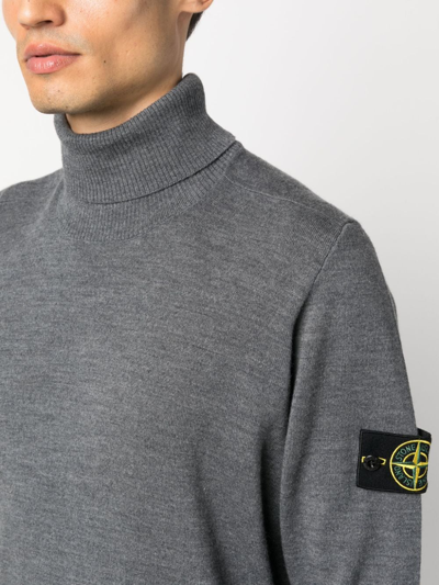Shop Stone Island Compass-patch Wool Jumper In Grey