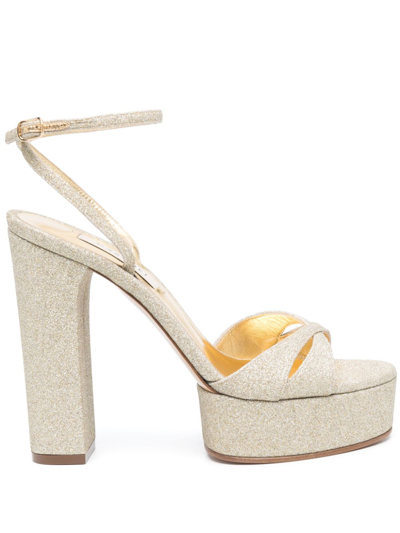 Shop Casadei Betty Heel Sandals In Gold